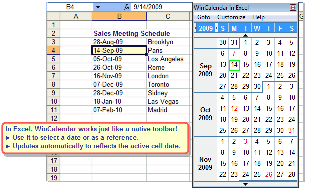 Calendar in Excel